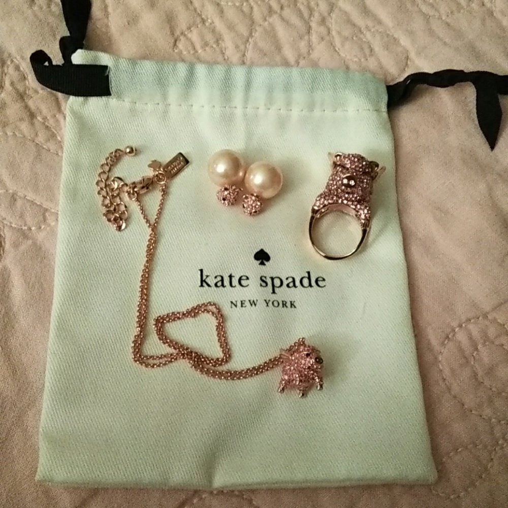 Kate spade bundle of pig earrings,ring,necklace